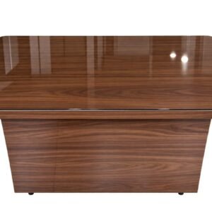 Table basse en verre effet noyer avec pied central, Aouzal Group Maroc